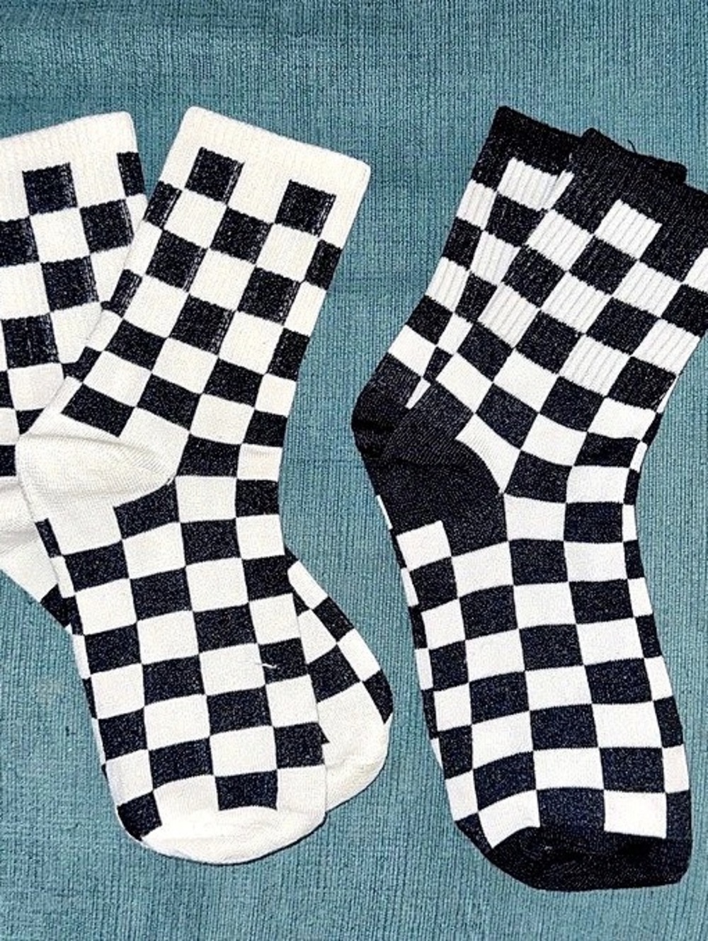 Vans Classic Check Crew Socks Black & White